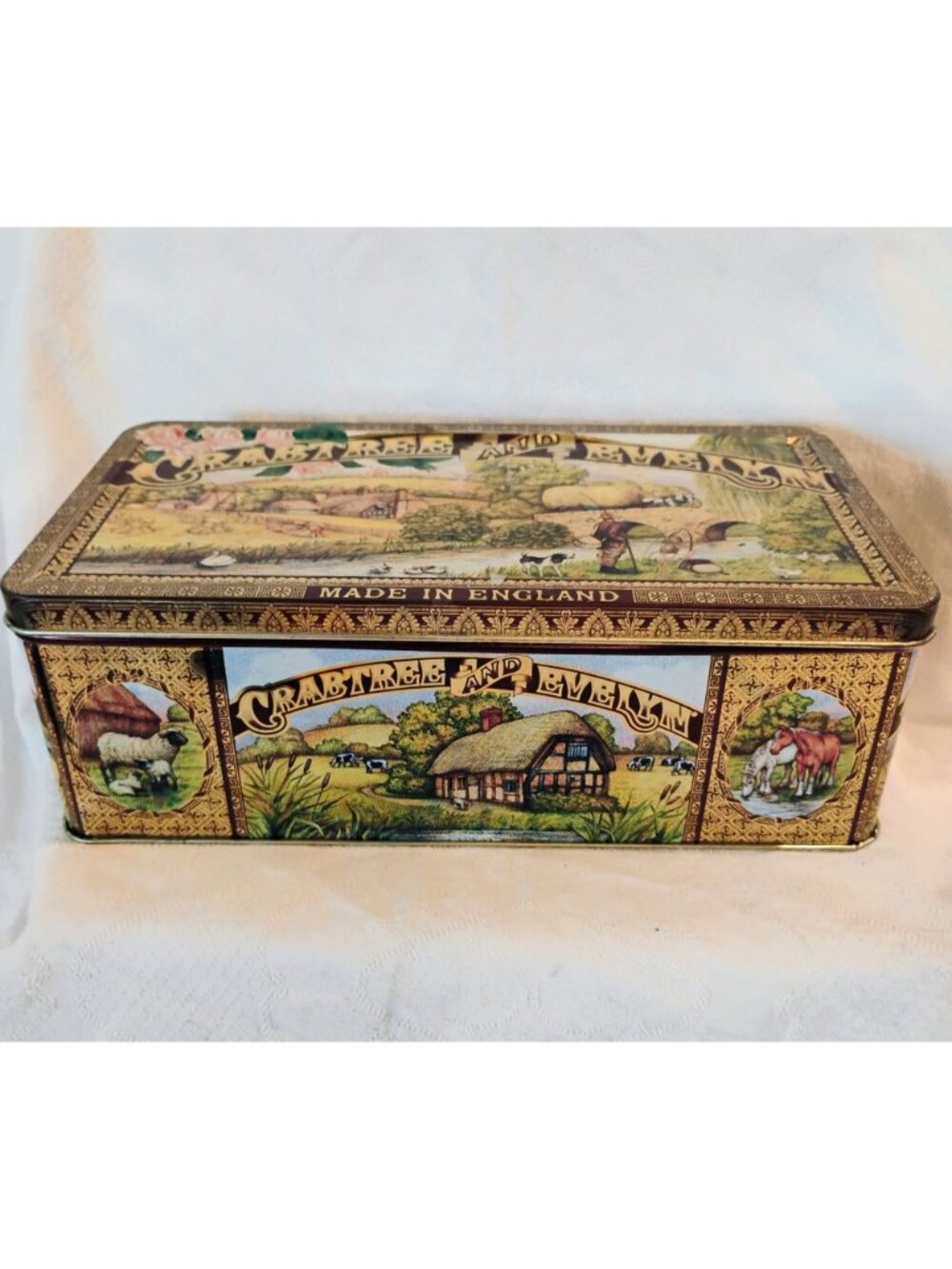 Crabtree & Evelyn Metal Tin Box Storage English Countryside England Vintage 1992 - Picture 3 of 12